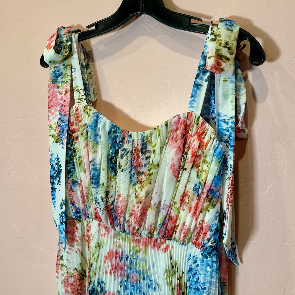 As It May Floral Maxi Dress - Pink, Blue, Green Size 4 - Picture 3 of 7